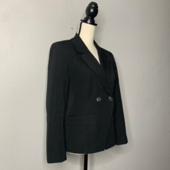 J. Crew Black Devon Bi-Stretch Cotton Blend Double Breasted Blazer - Picture 4 of 17